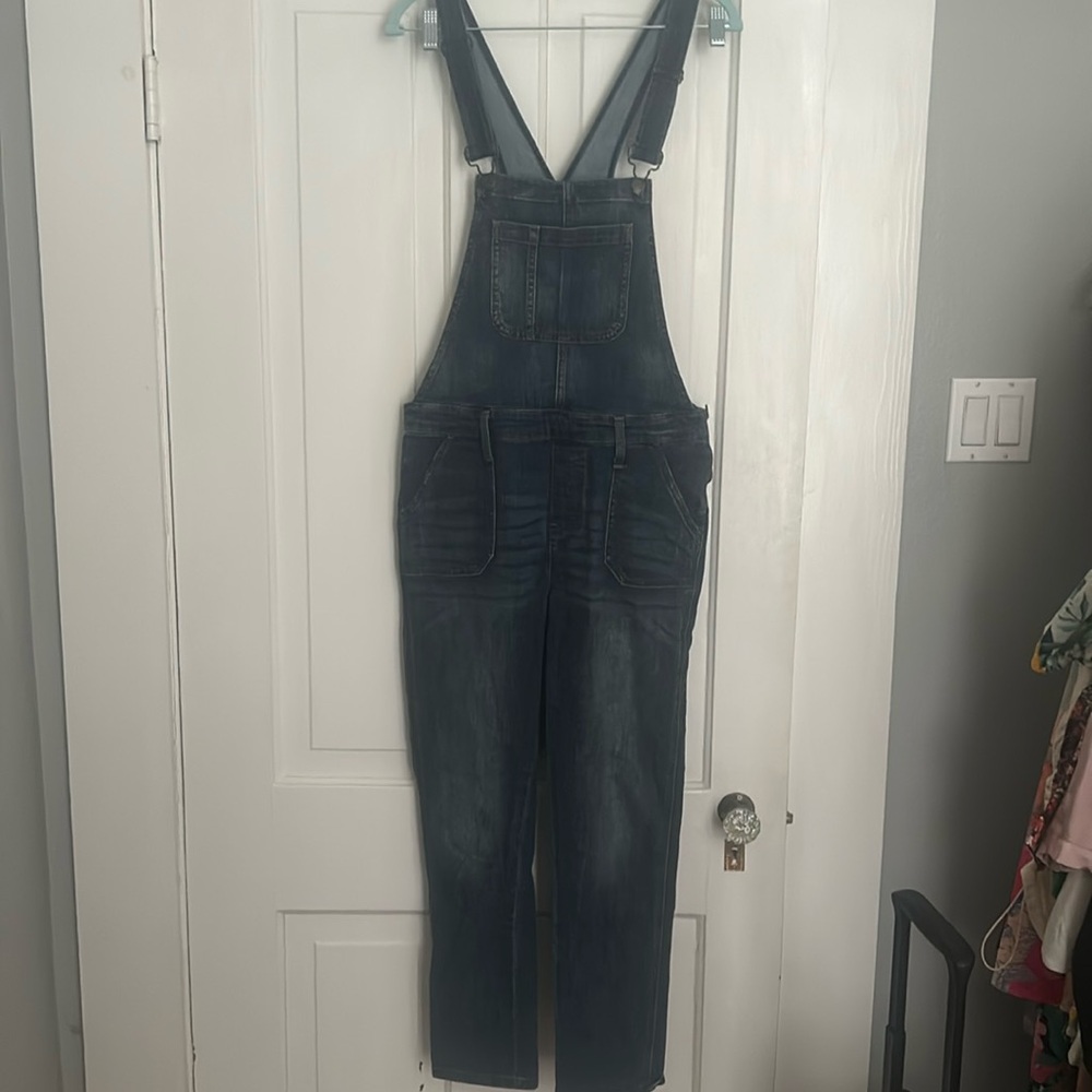 Gap cropped skinny denim overalls